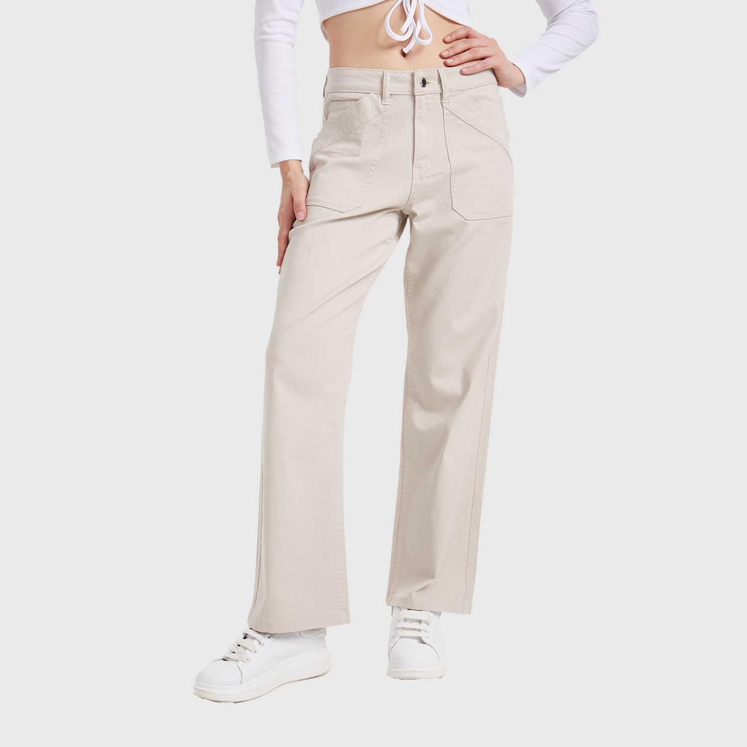 Jeans Mujer Recto Color Crudo-1