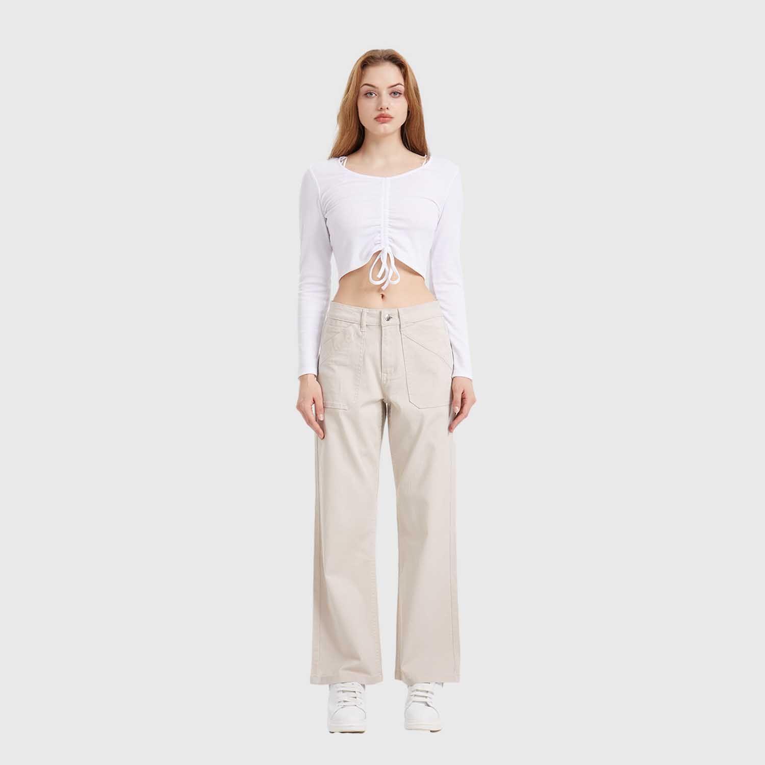 Jeans Mujer Recto Color Crudo-3
