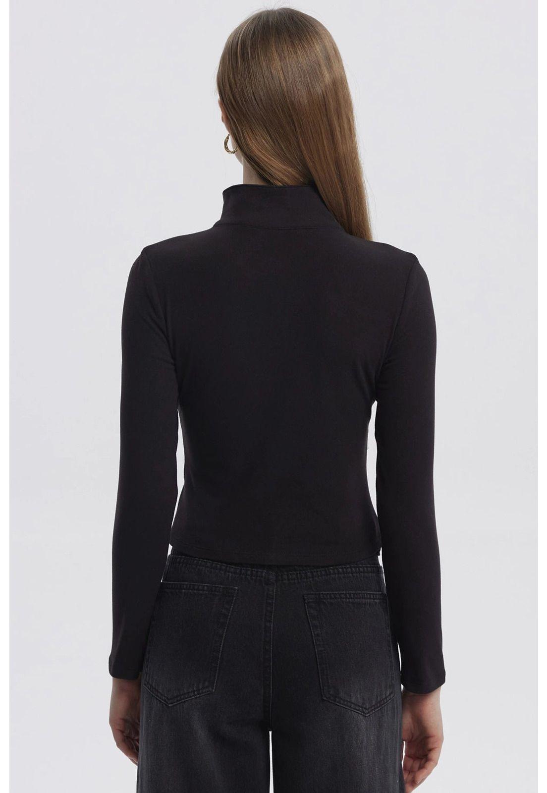 Polera Mujer Con Zipper Negro-2