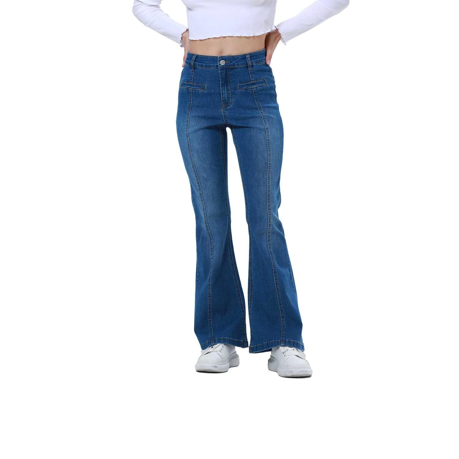 Jeans Mujer Flare Linea Push Azul-0