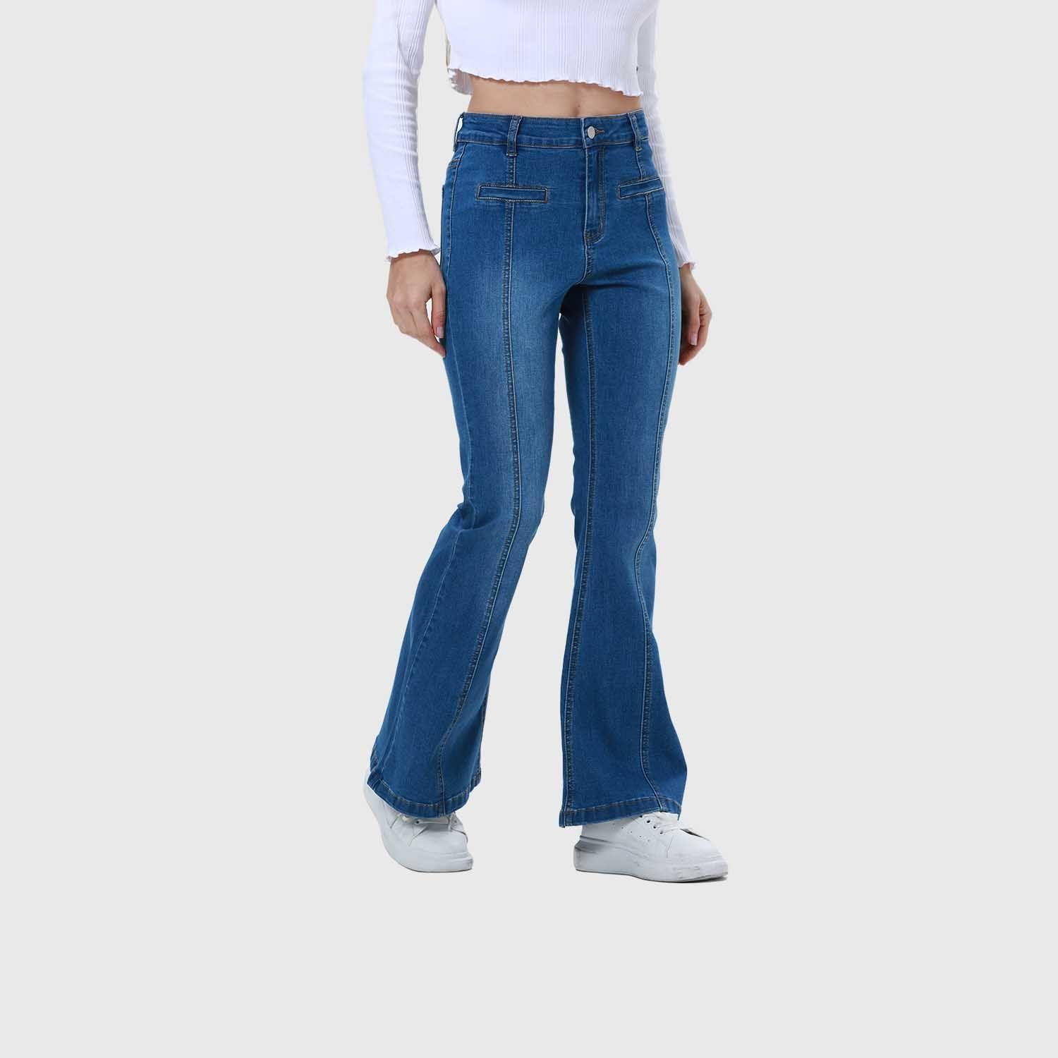 Jeans Mujer Flare Linea Push Azul-1
