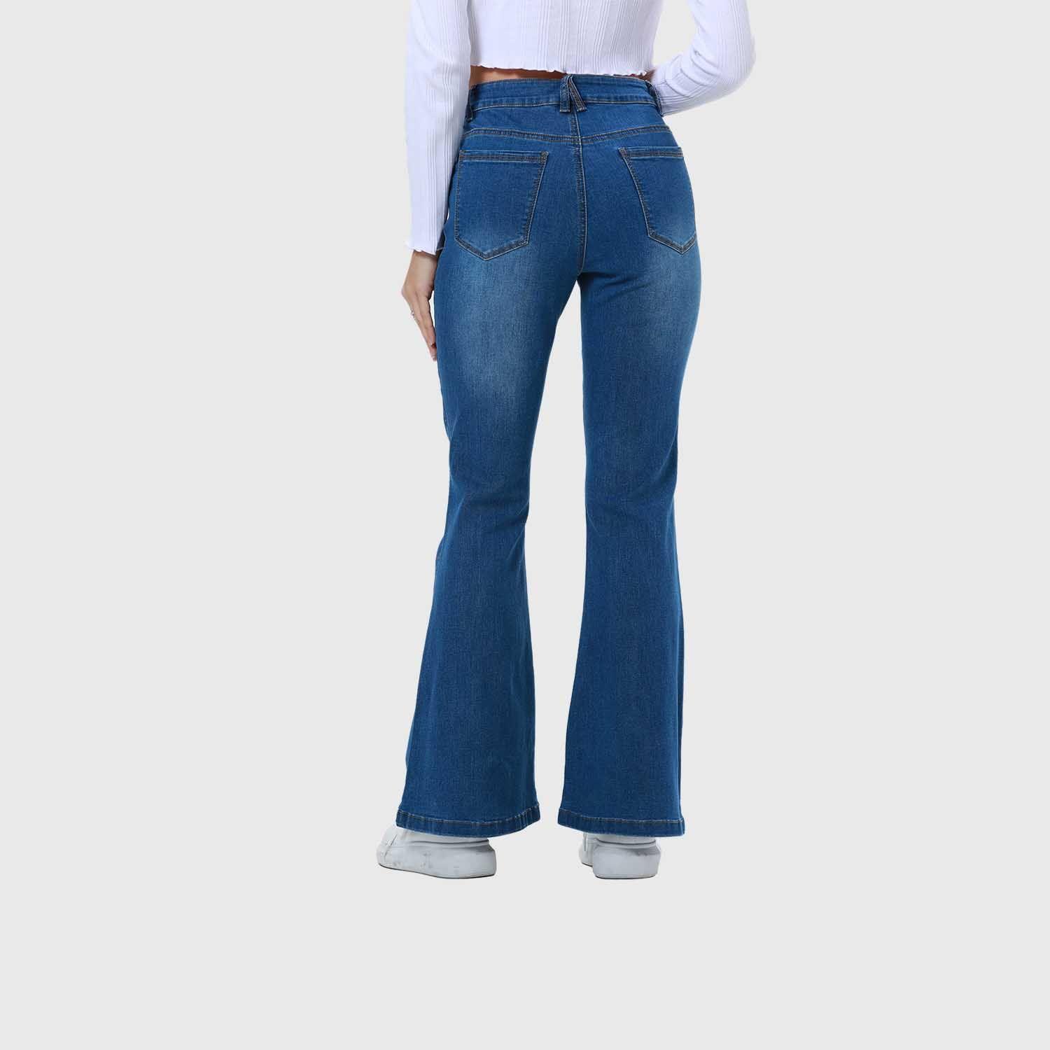 Jeans Mujer Flare Linea Push Azul-2