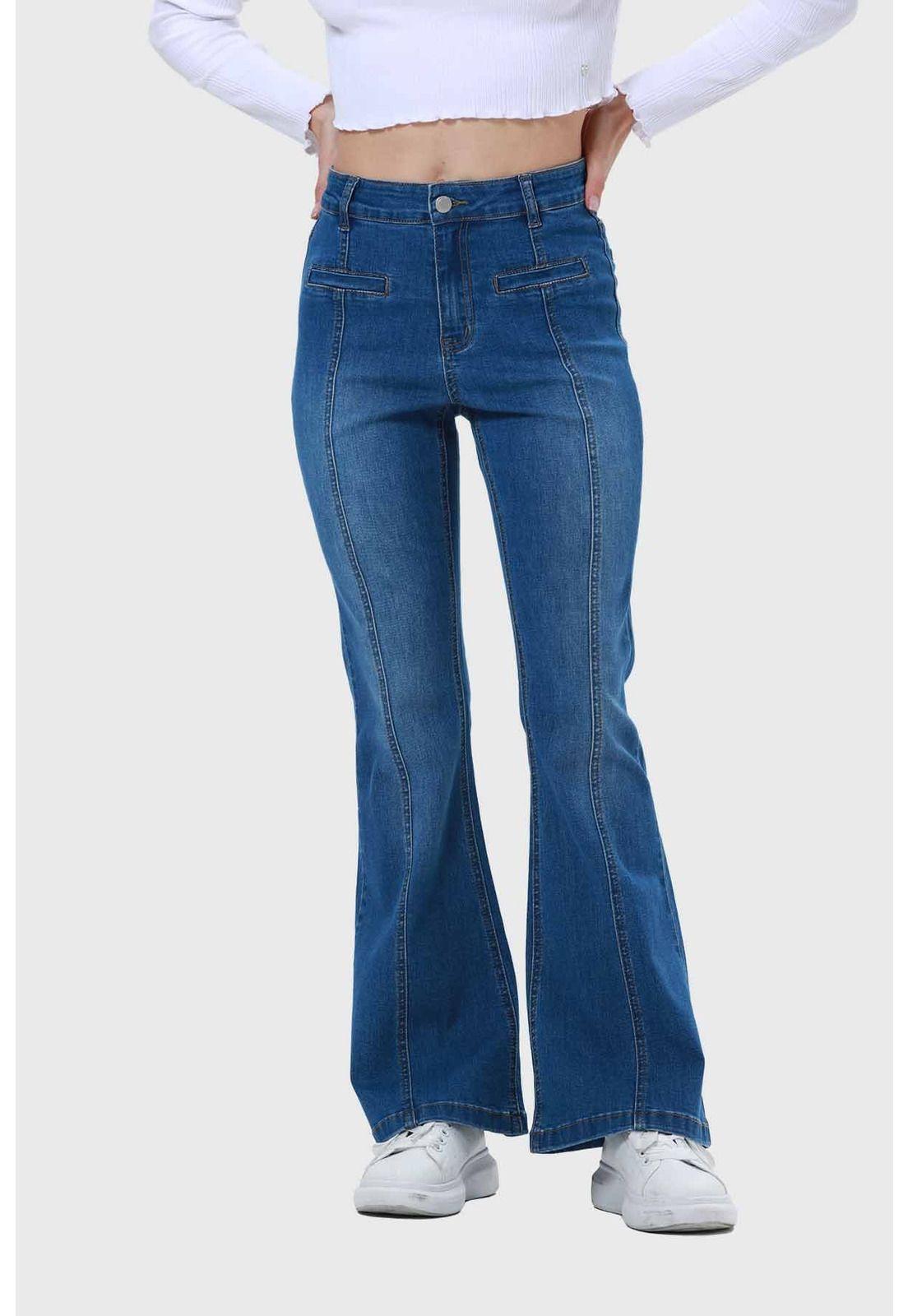 Jeans Mujer Flare Línea Push Azul - ll-0