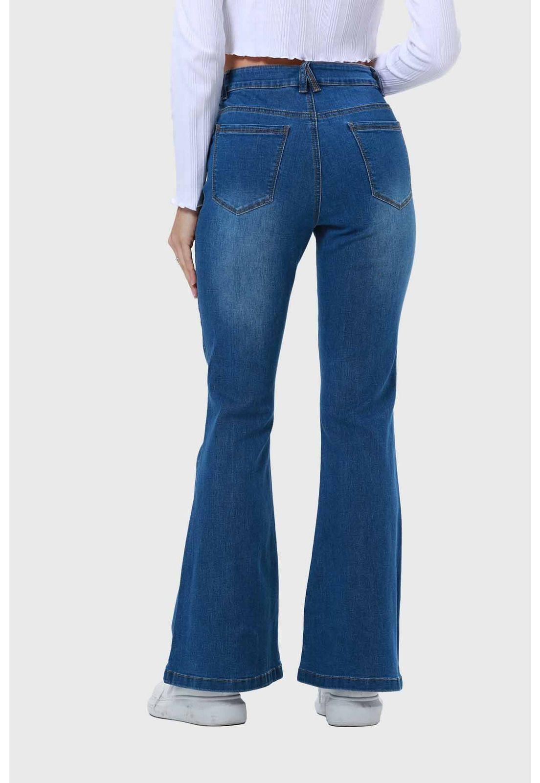 Jeans Mujer Flare Línea Push Azul - ll-2