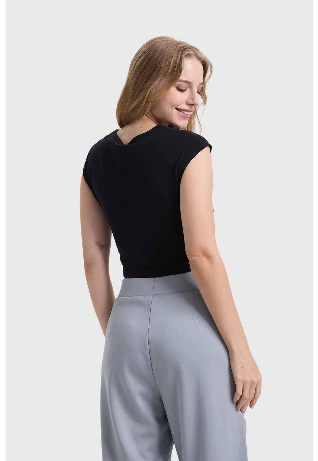 Polera Mujer Crop Negro - ll-2