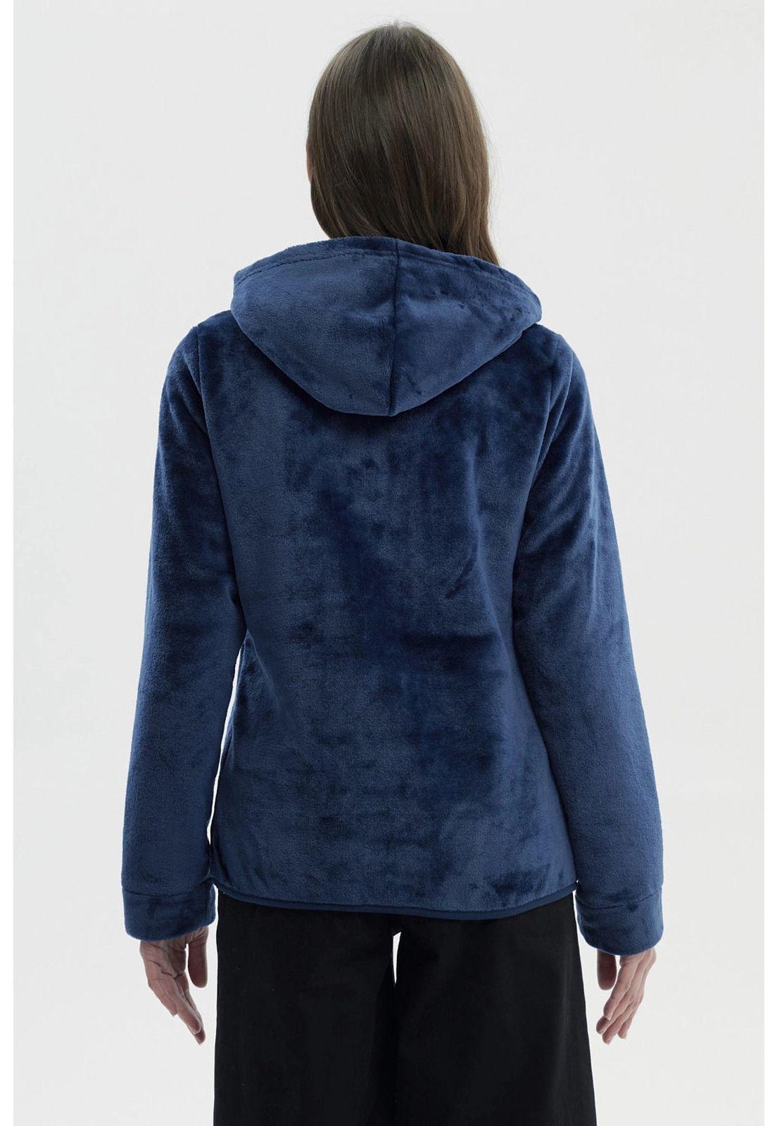 Polar Mujer Básico Plush Con Cierre Azul Oscuro-2