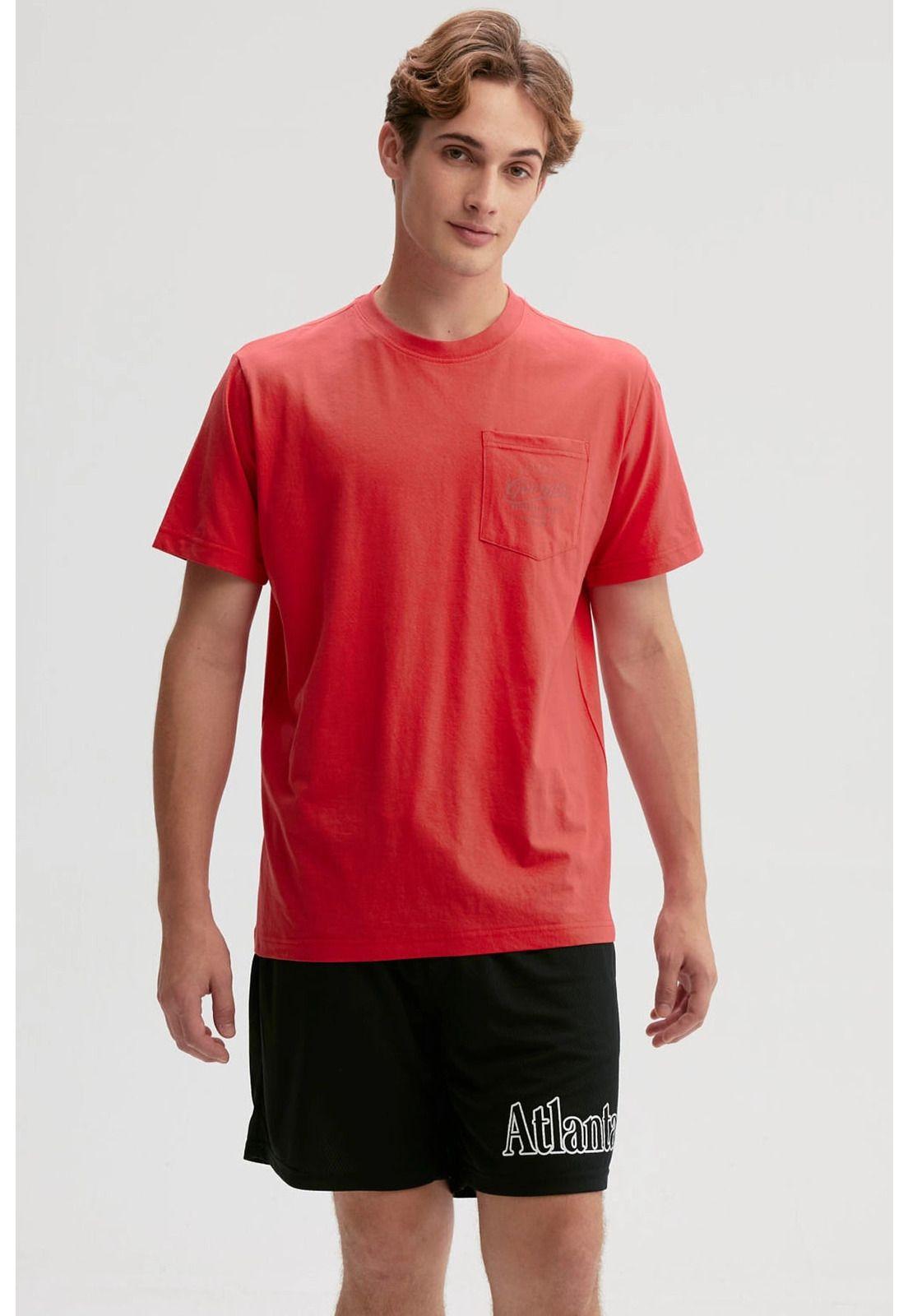 Polera Hombre Con Bolsillo Contraste Rojo-0