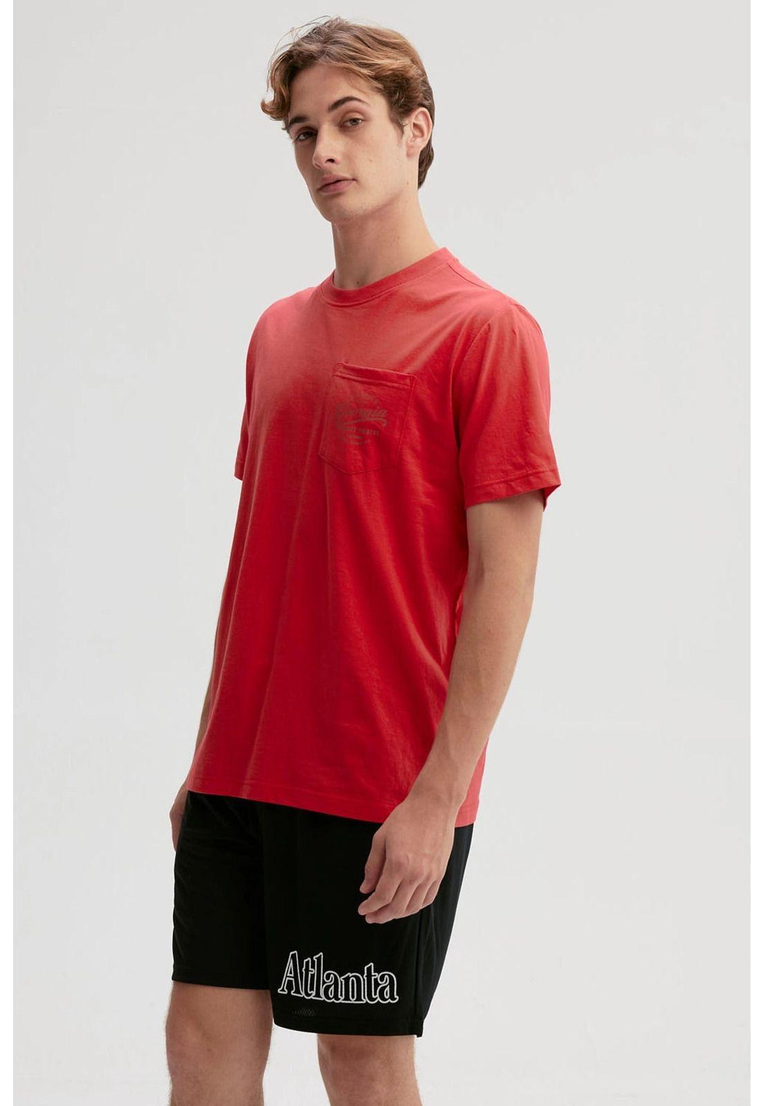 Polera Hombre Con Bolsillo Contraste Rojo-1