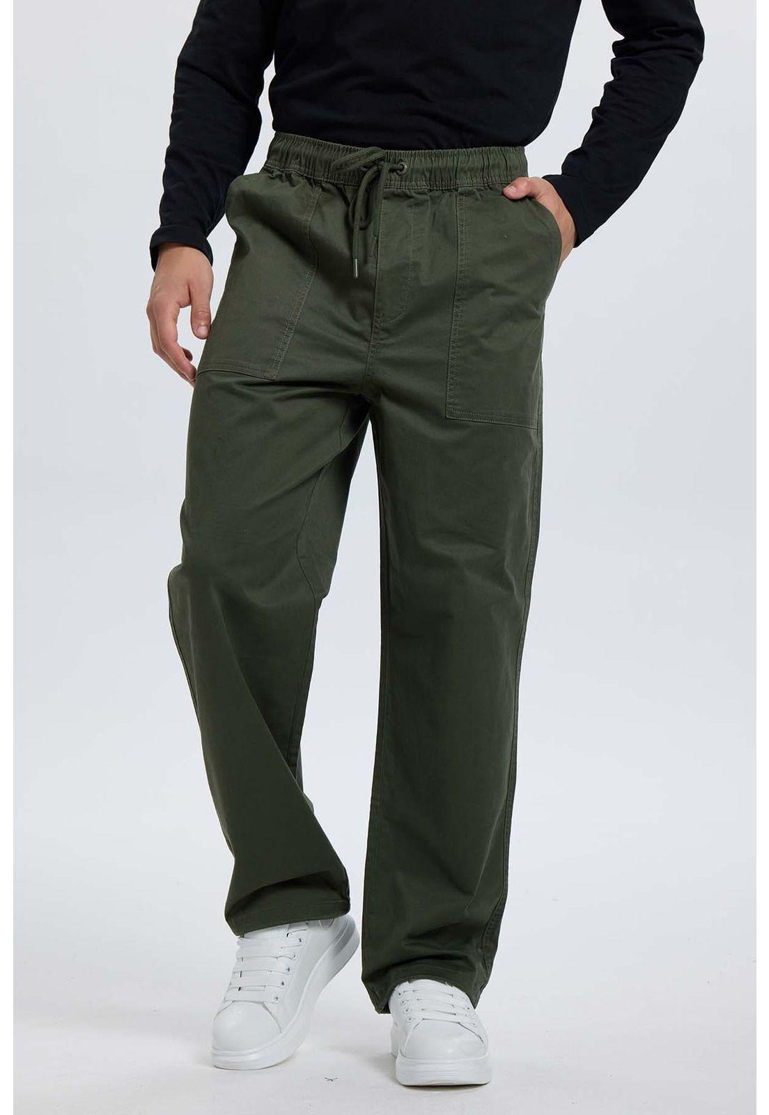 Pantalón Hombre Gabardina Cargo Verde-0