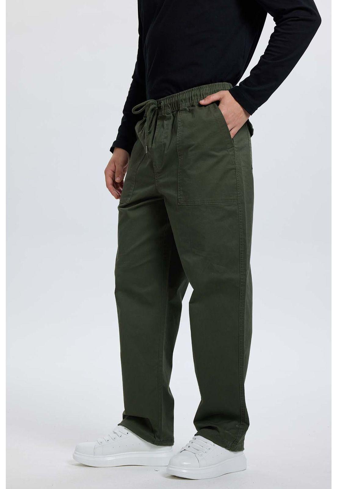 Pantalón Hombre Gabardina Cargo Verde-1