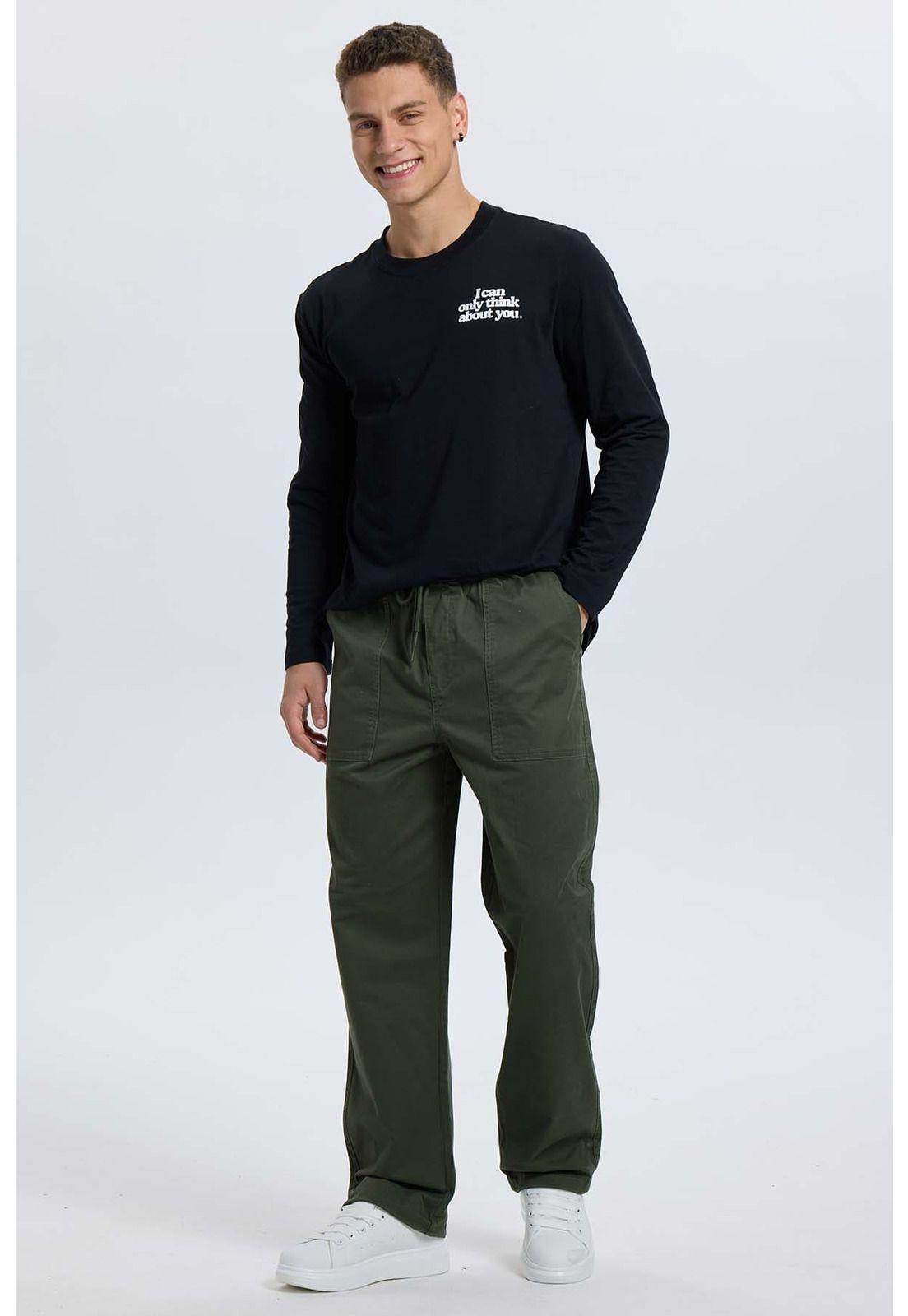 Pantalón Hombre Gabardina Cargo Verde-3