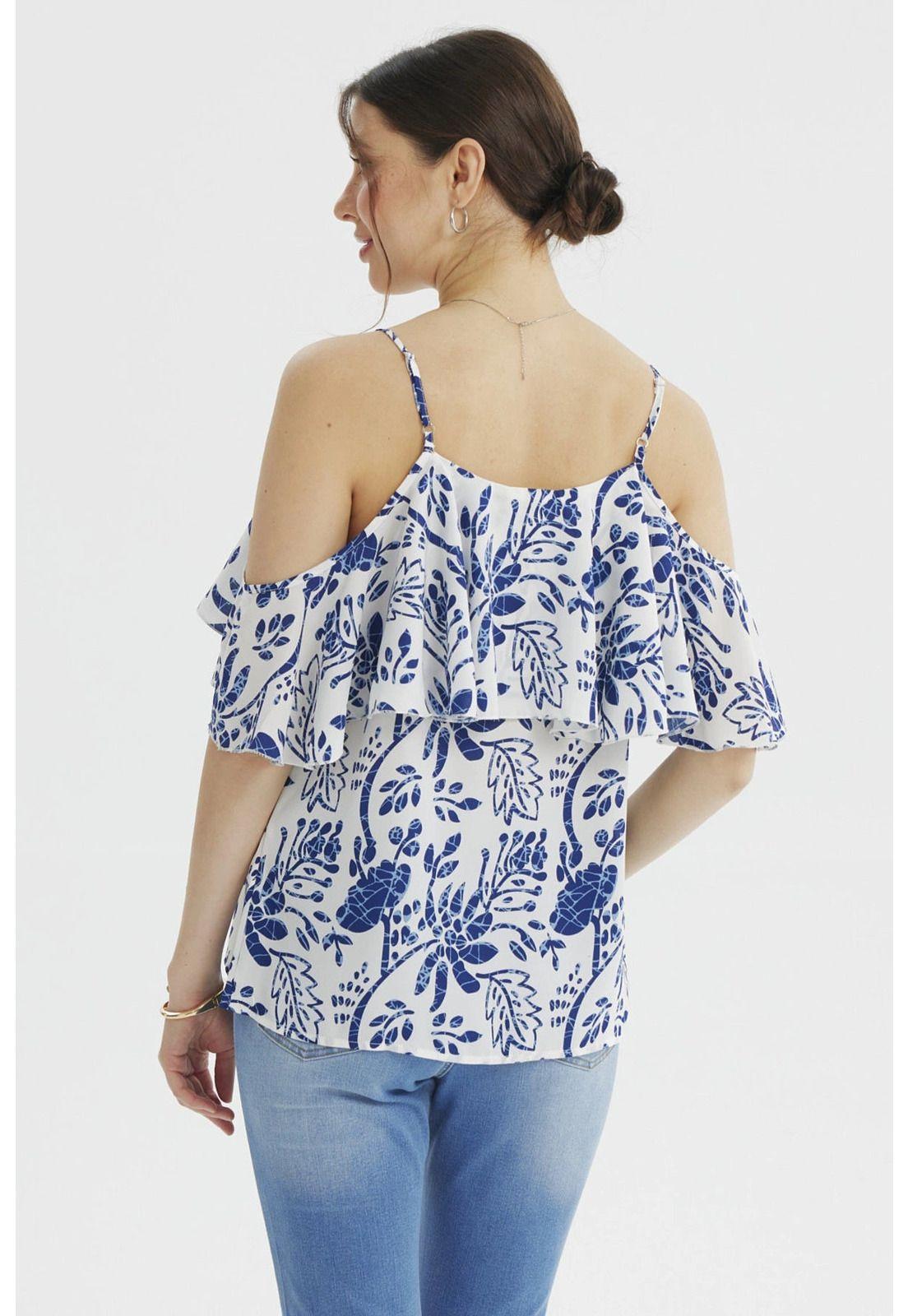 Blusa Mujer Slim Manga Vuelo Azul Claro-2