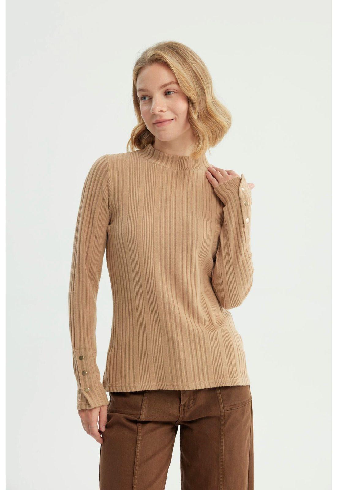 Polera Mujer Ajustado Beige - ll-0