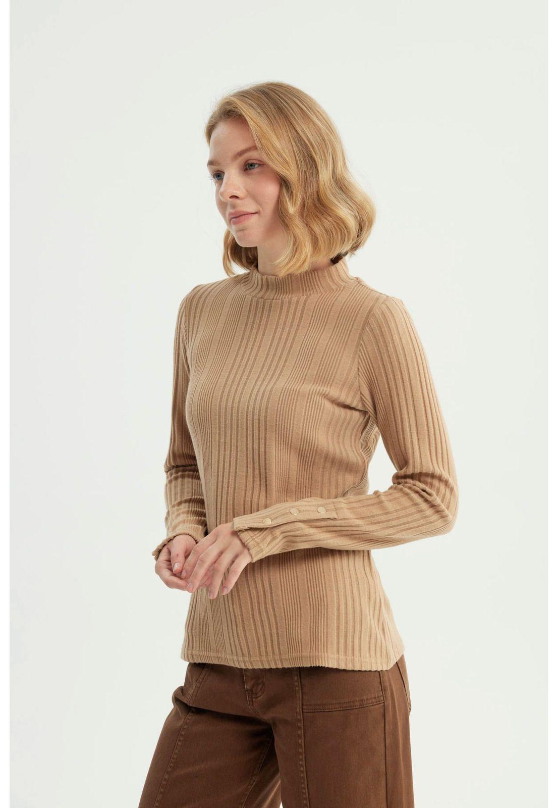 Polera Mujer Ajustado Beige - ll-1