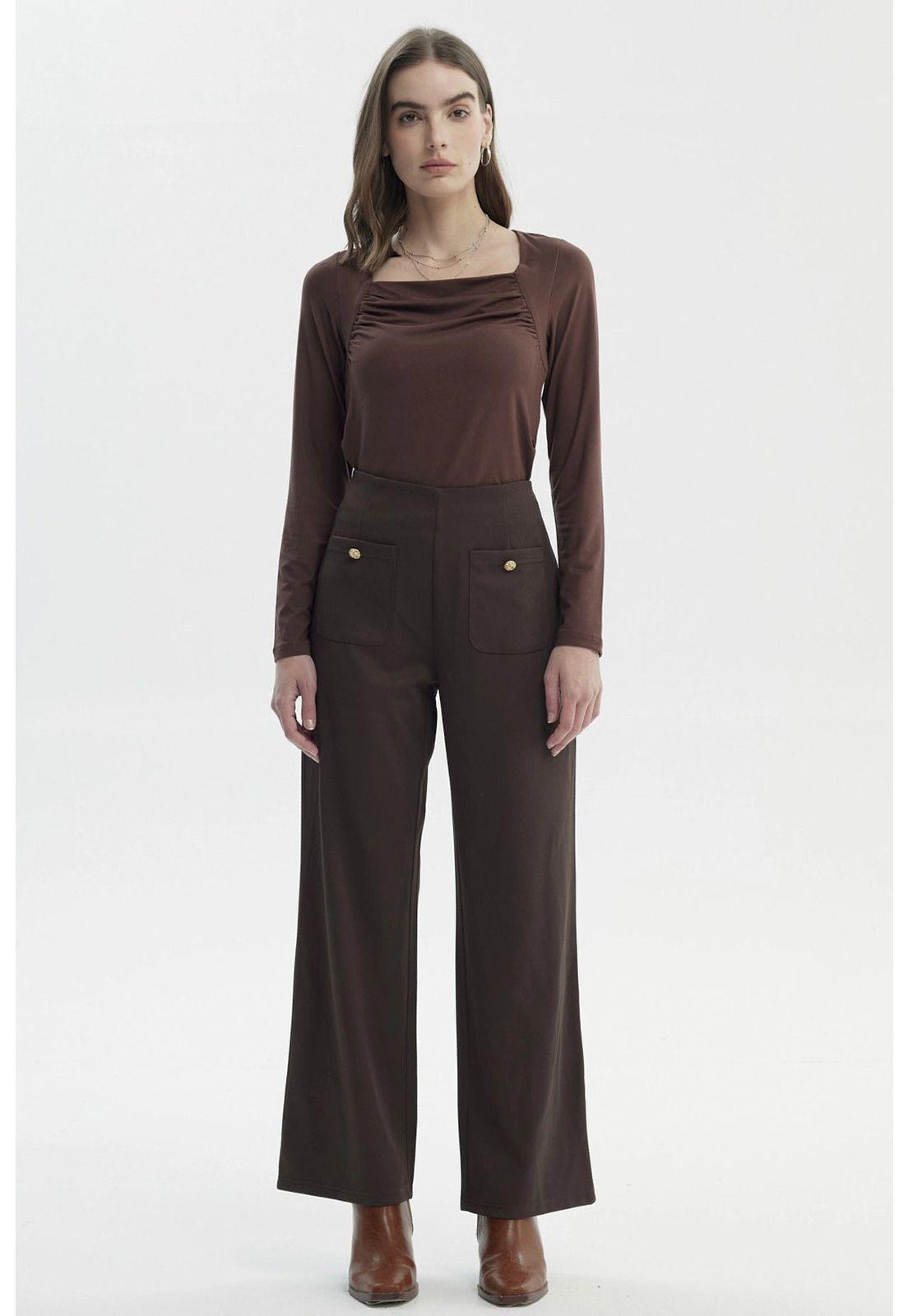 Pantalón Mujer Calce Recto Chocolate - lV-3