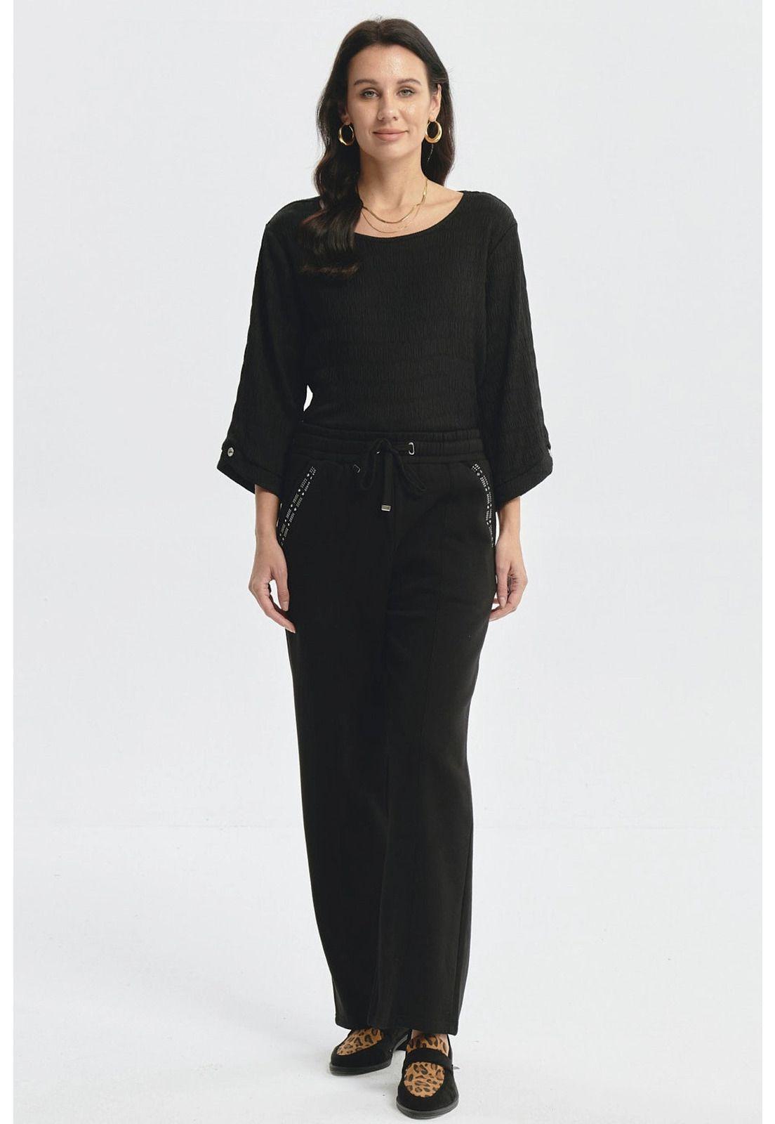 Pantalón Buzo Mujer Con Costura Frontal Negro-3