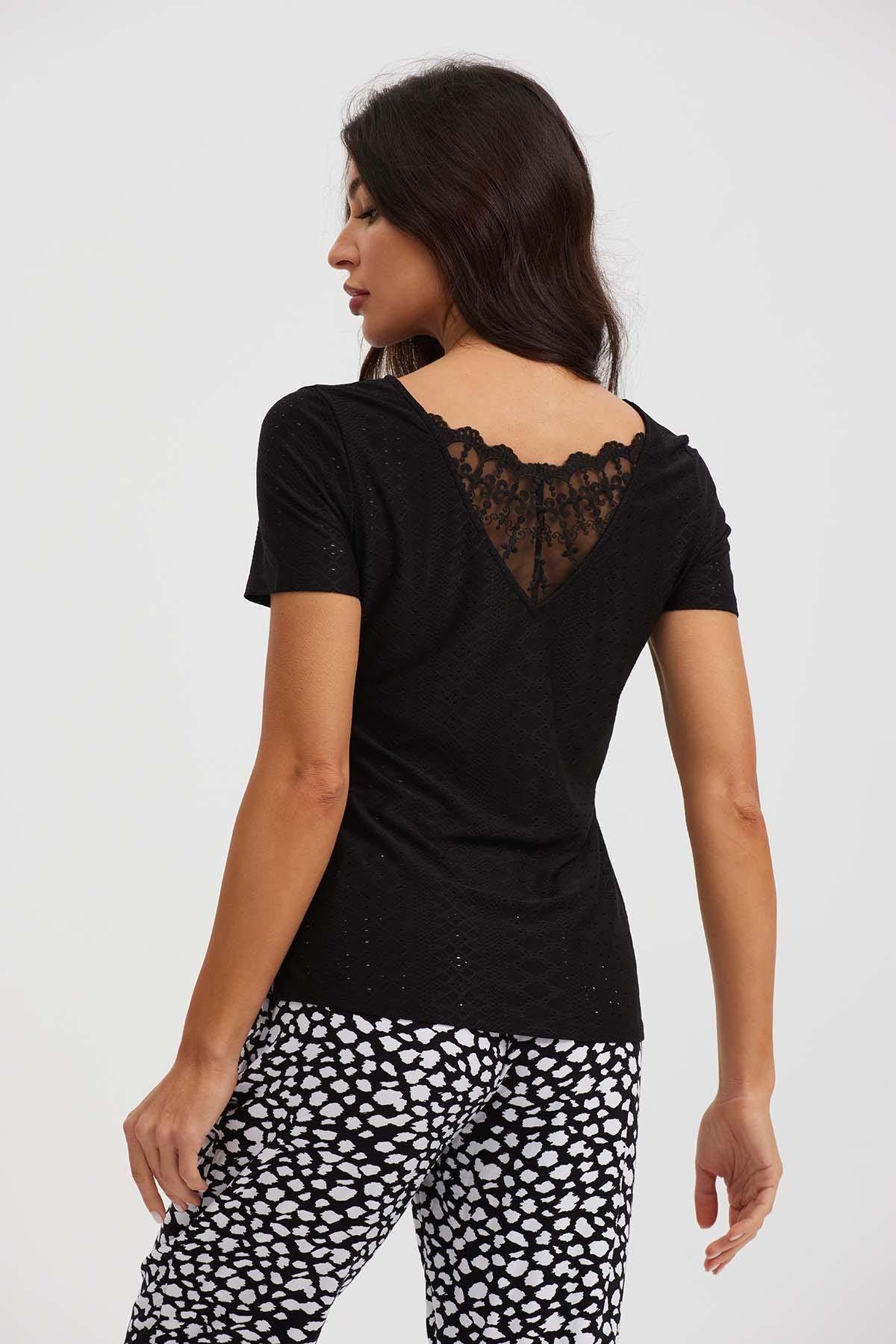 Polera Mujer Macramé Negro-2