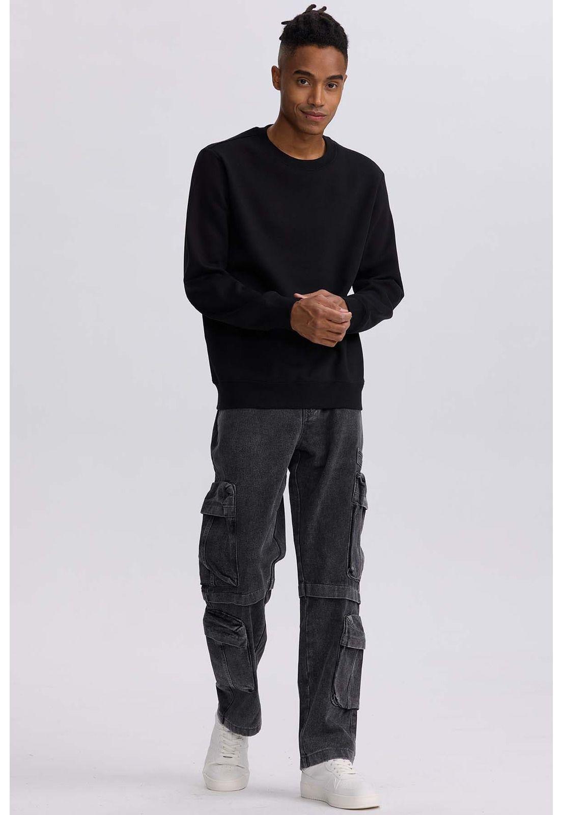 Polerón Hombre Liso Negro-3