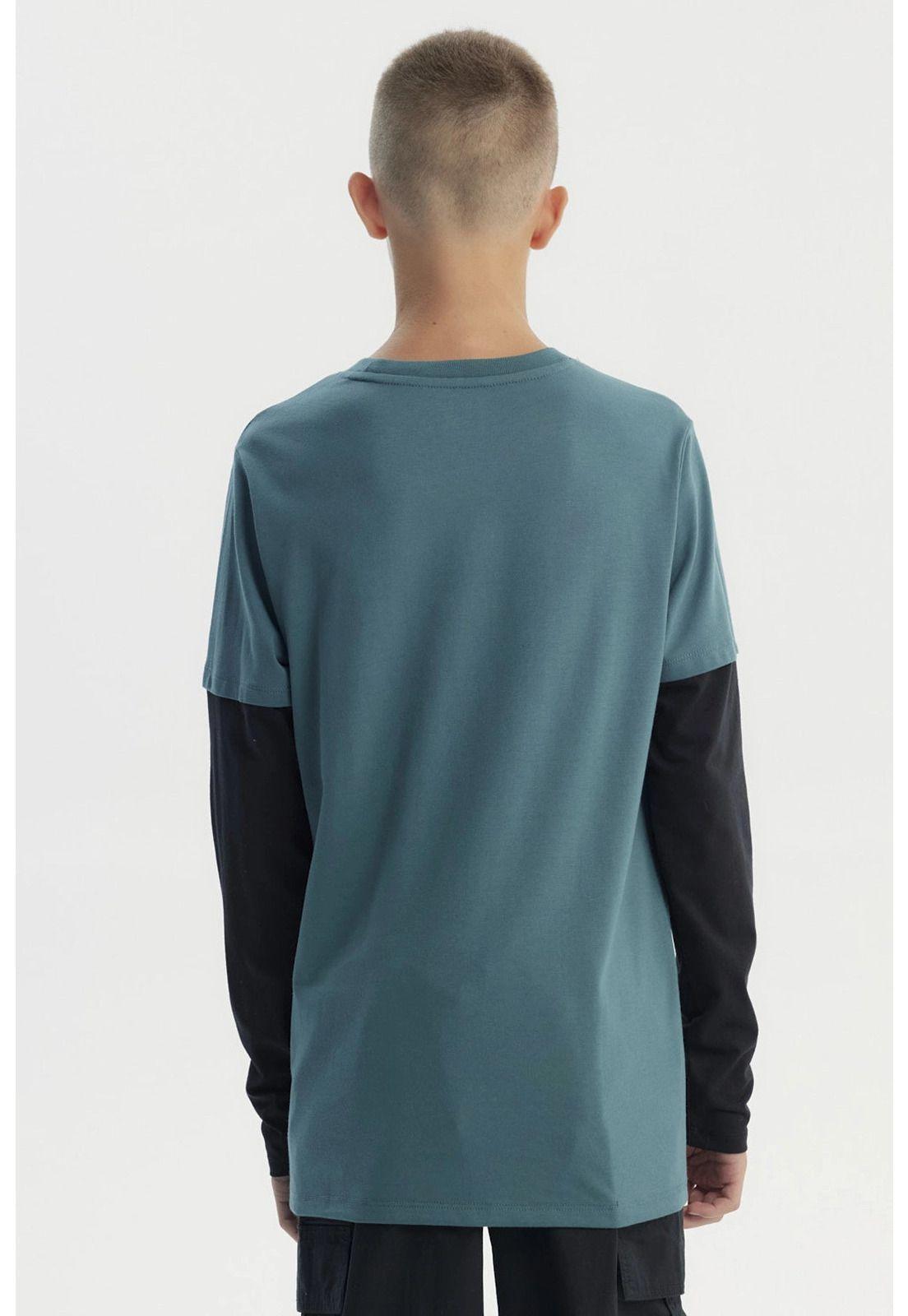 Polera Niño Básica Print Verde Oscuro - ll-2