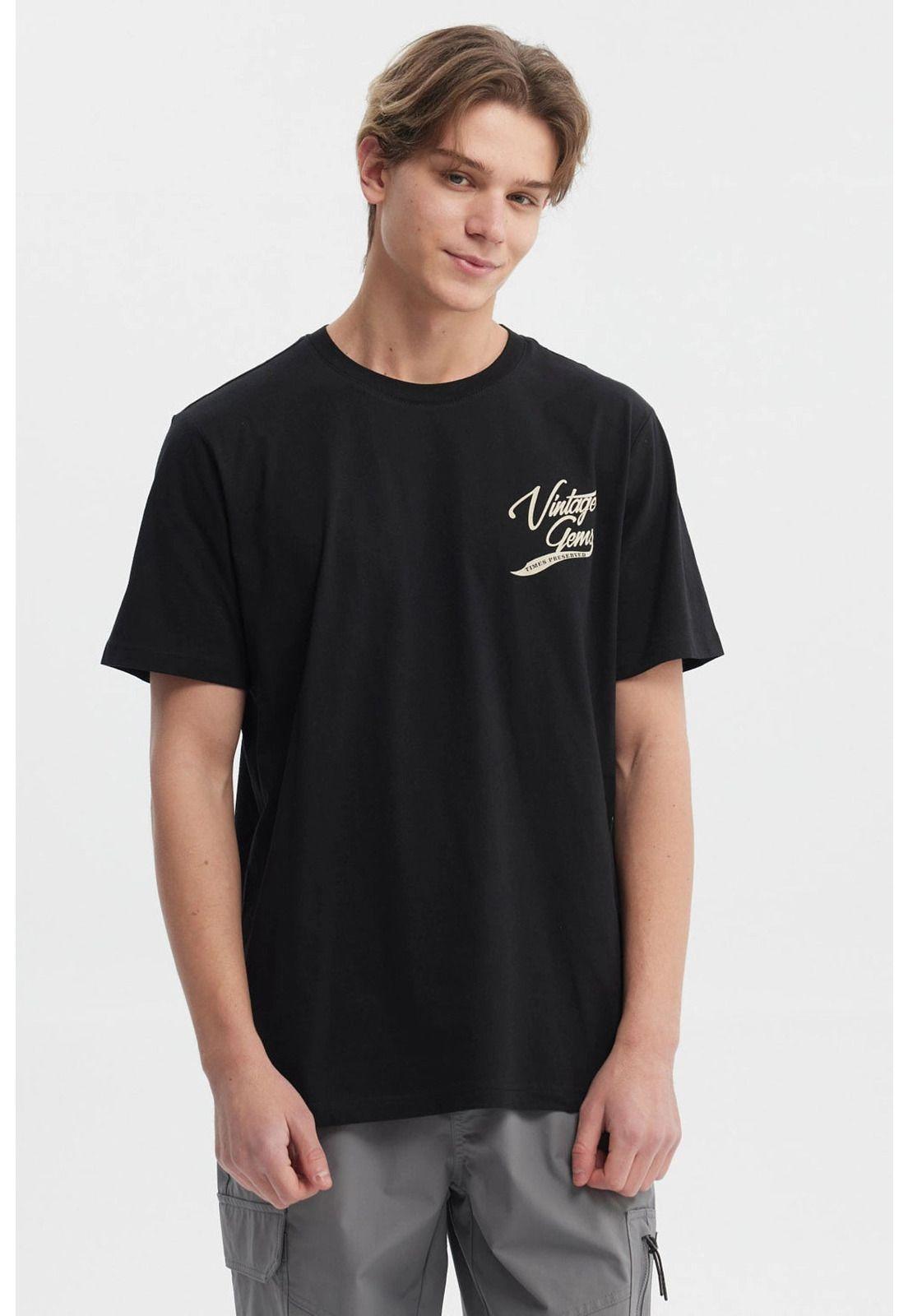 Polera Hombre Regular Fit Print Trasero Negro-0