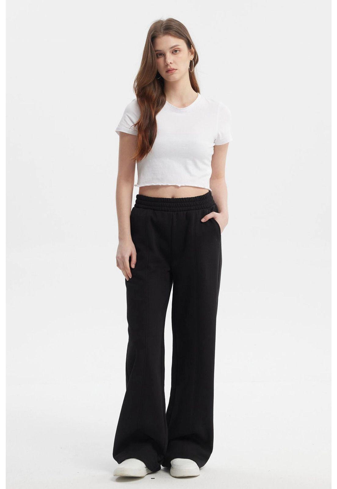 Pantalón Buzo Mujer Wide Leg Negro - lll-3