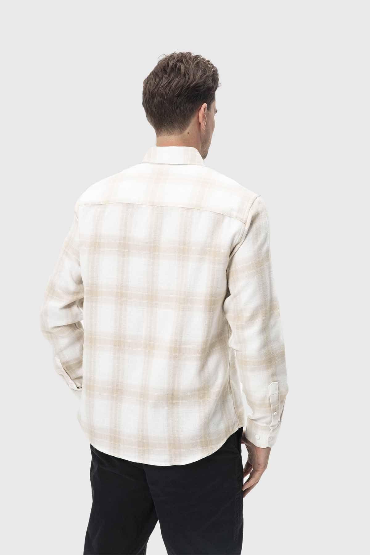 Camisa Hombre Cuadros Beige-2