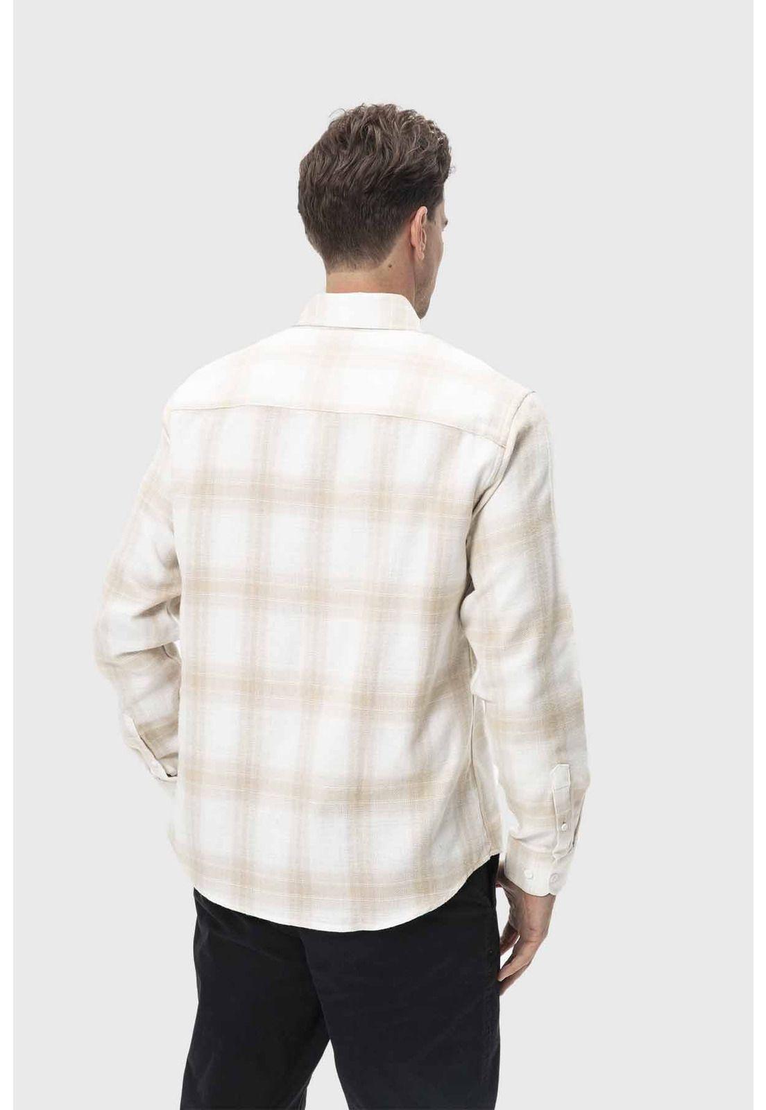 Camisa Hombre Cuadros Beige-2
