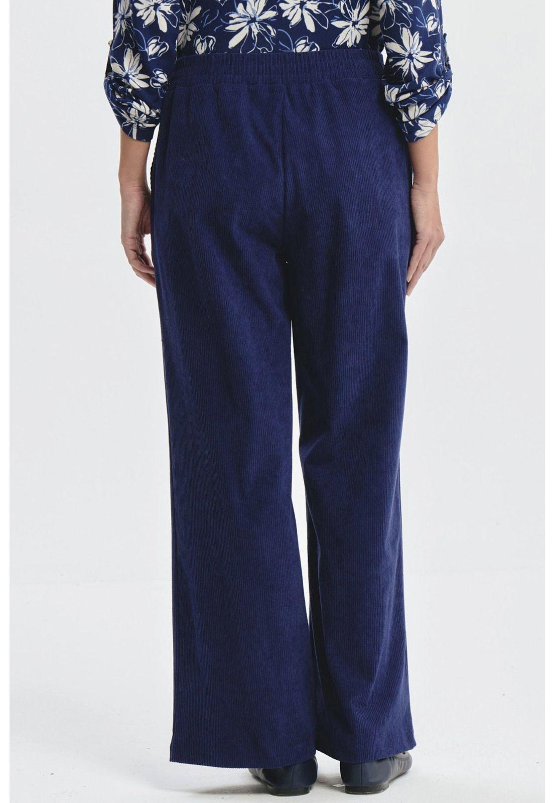 Pantalón Mujer Calce Recto Detalle Pretina Azul-2