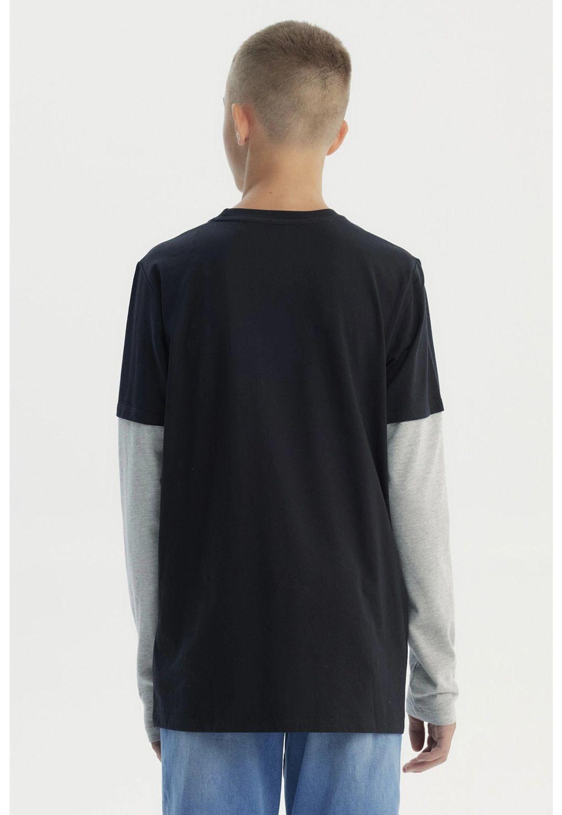 Polera Niño Básica Print Negro - lV-2