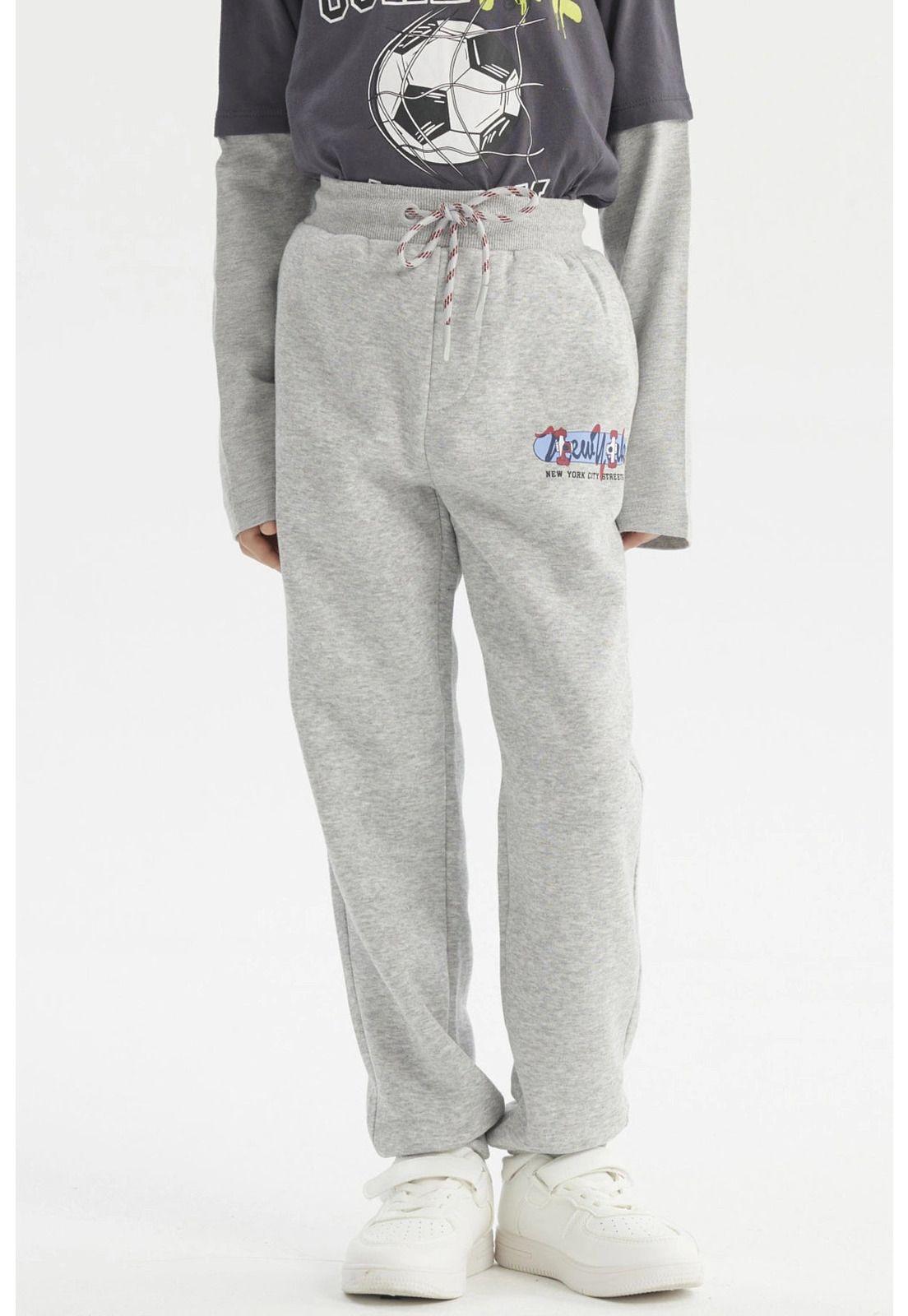 Pantalón Buzo Niño Jogger Gris Melange - ll-0