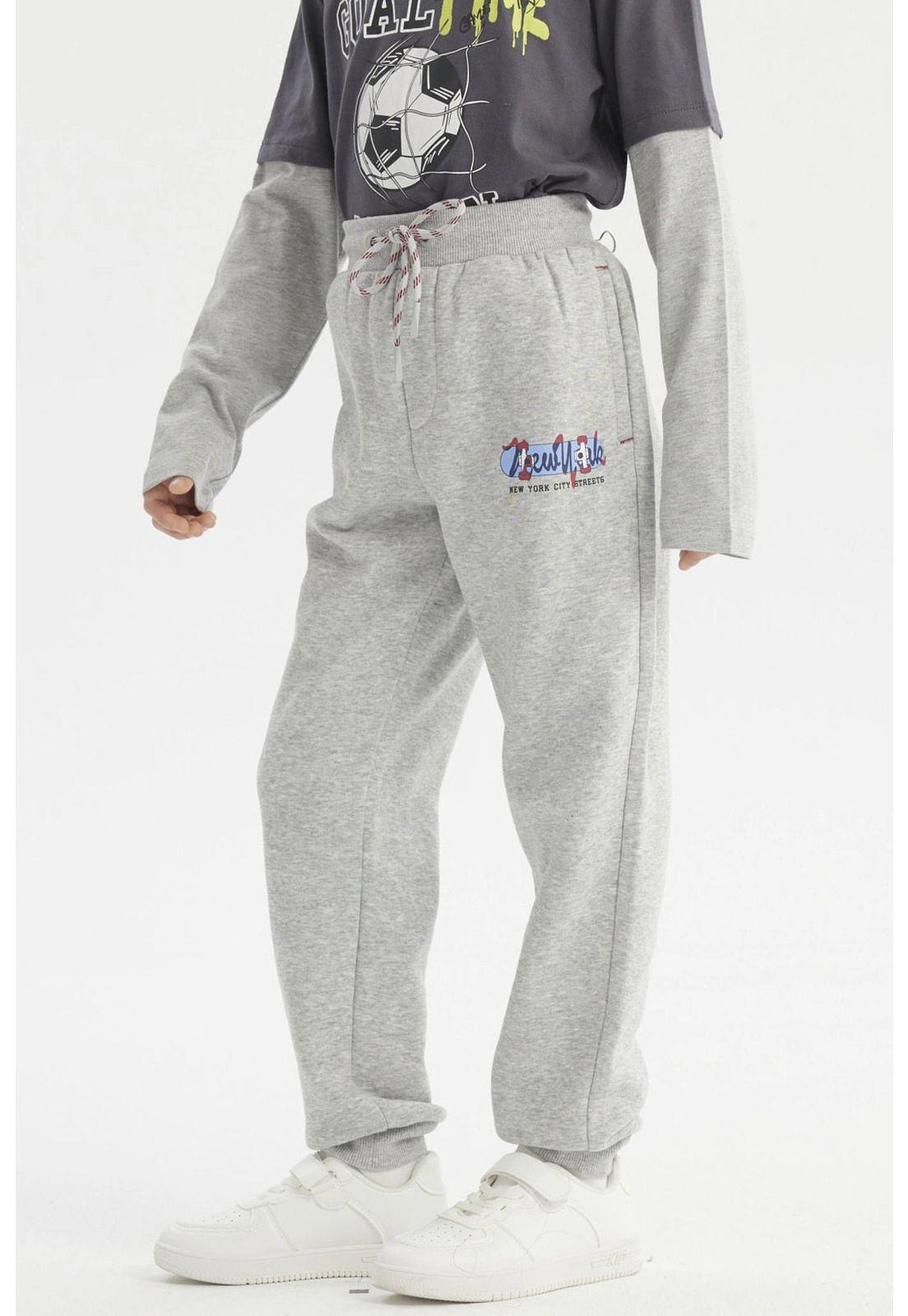 Pantalón Buzo Niño Jogger Gris Melange - ll-2