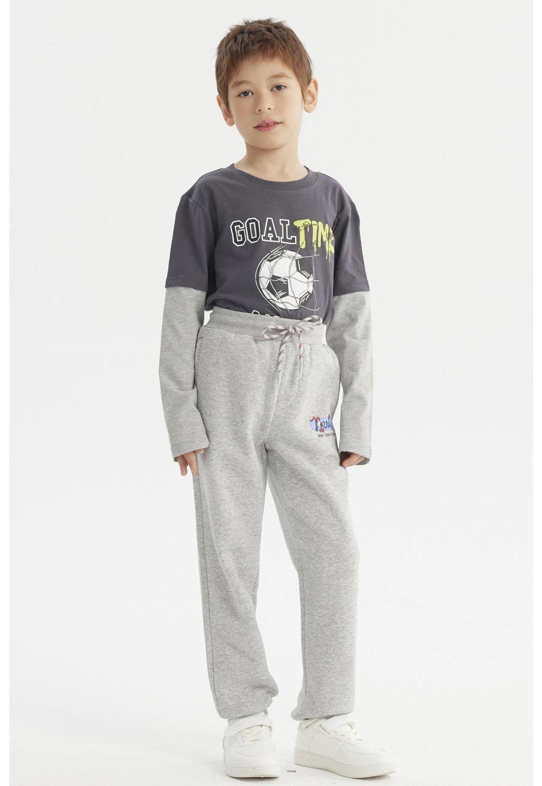 Pantalón Buzo Niño Jogger Gris Melange - ll-3