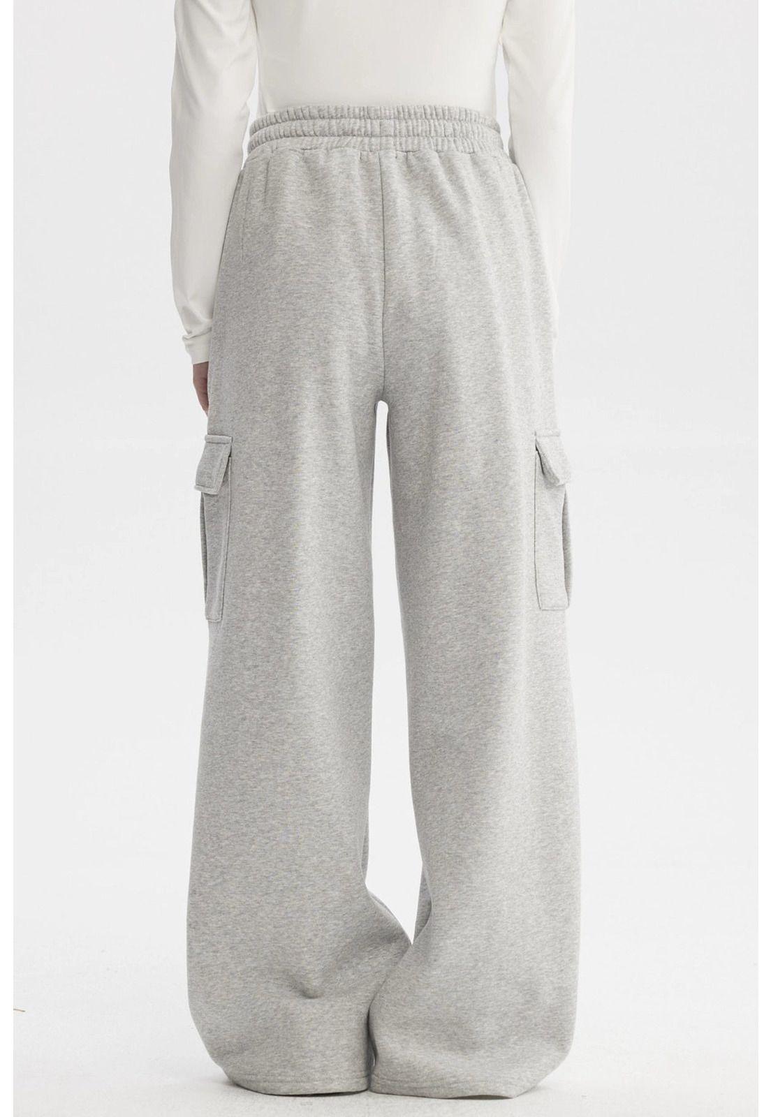 Pantalón Buzo Mujer Cargo Gris Melange-2