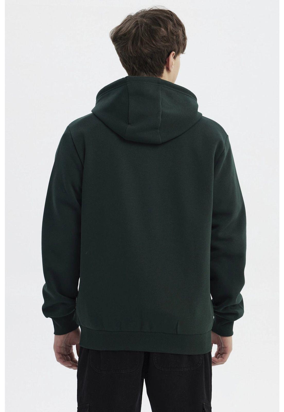 Polerón Hombre Full Zipper Basico Verde Oscuro-2