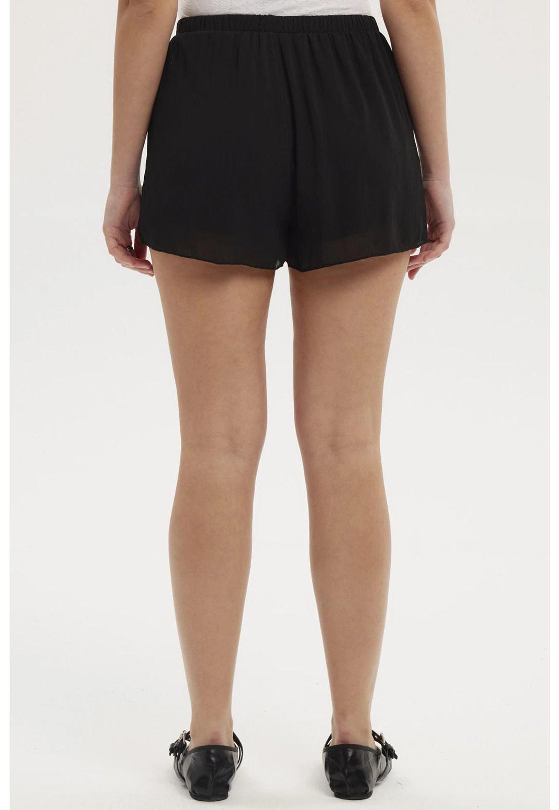 Short Mujer Crep Bambula Pretina Cordón Negro-2