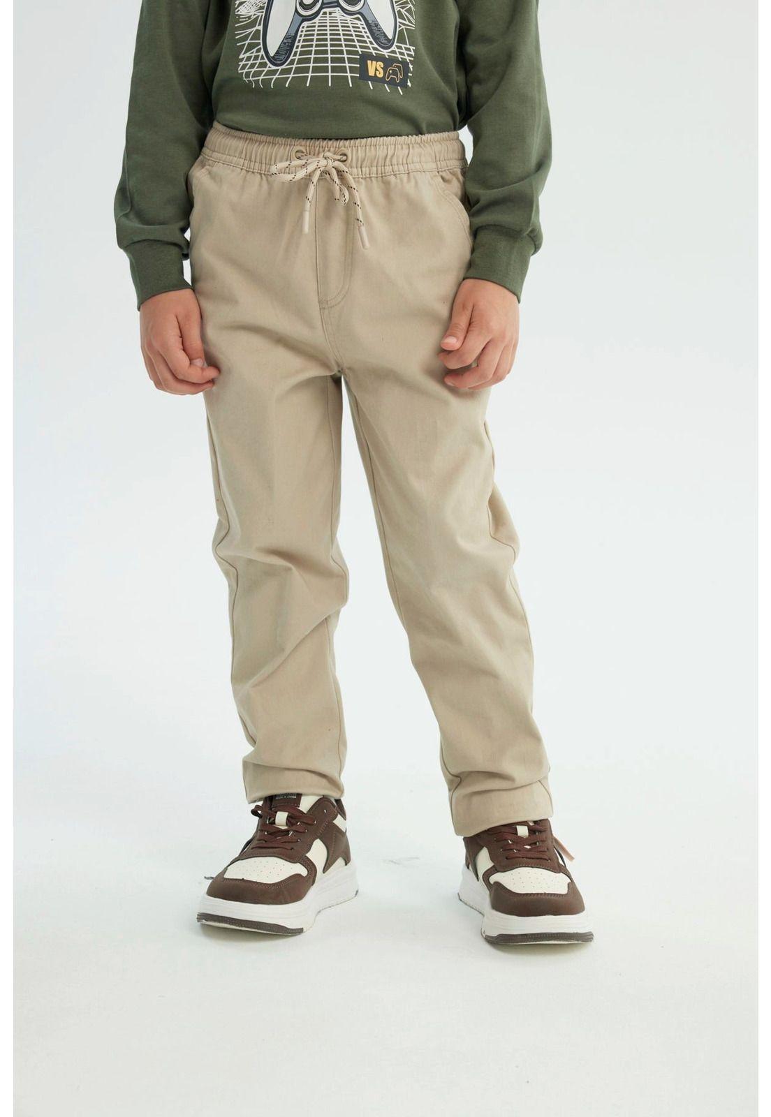 Pantalón Niño Pitillo Beige-0