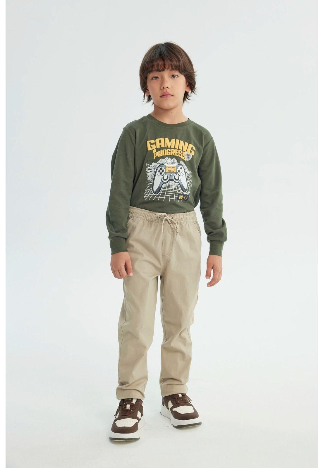 Pantalón Niño Pitillo Beige-3