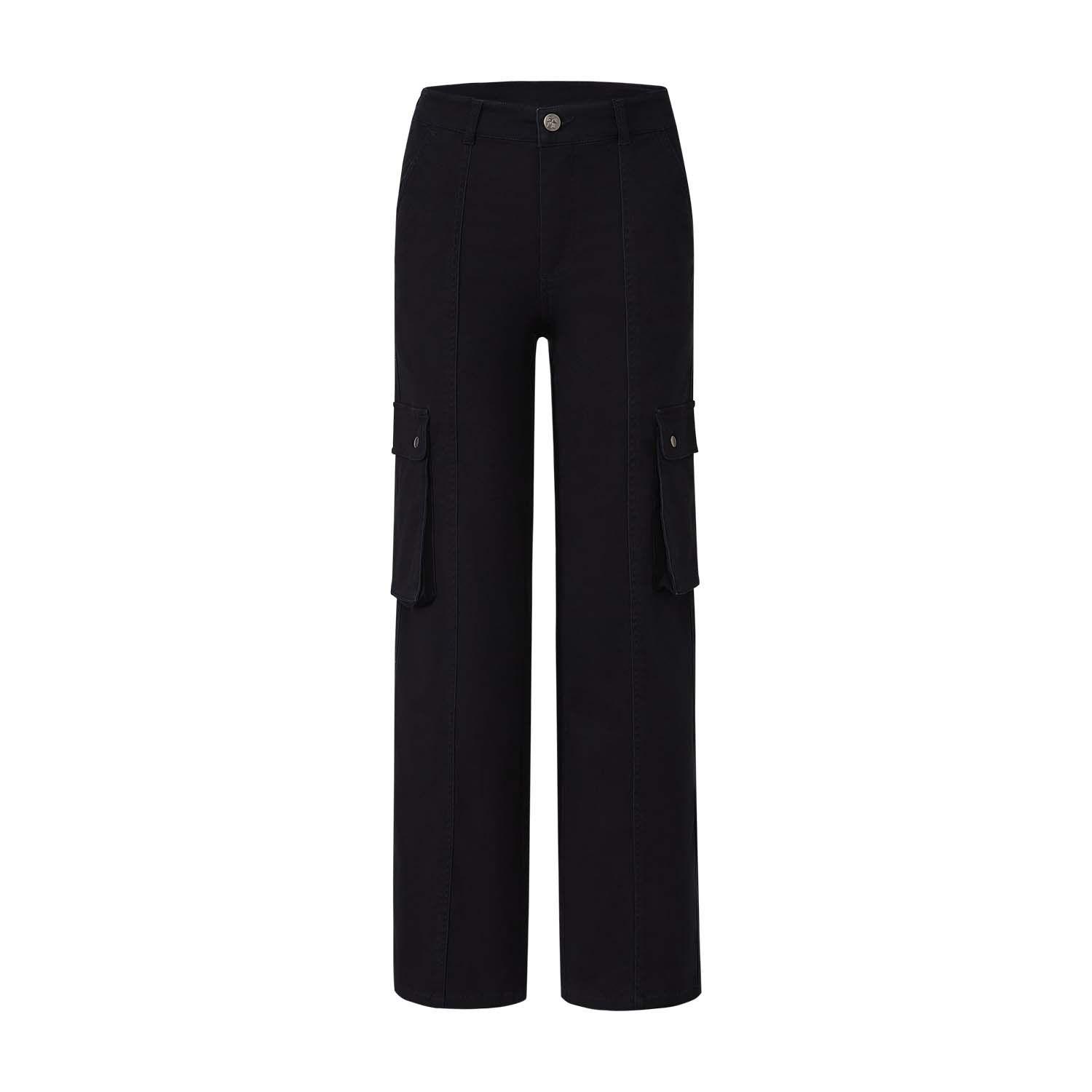 Pantalón Niña Wide Leg Cargo Negro Fashion's Park-0