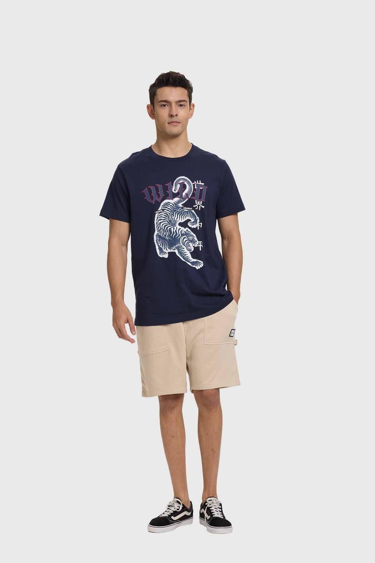Polera Hombre Print Acid Wash Azul-3