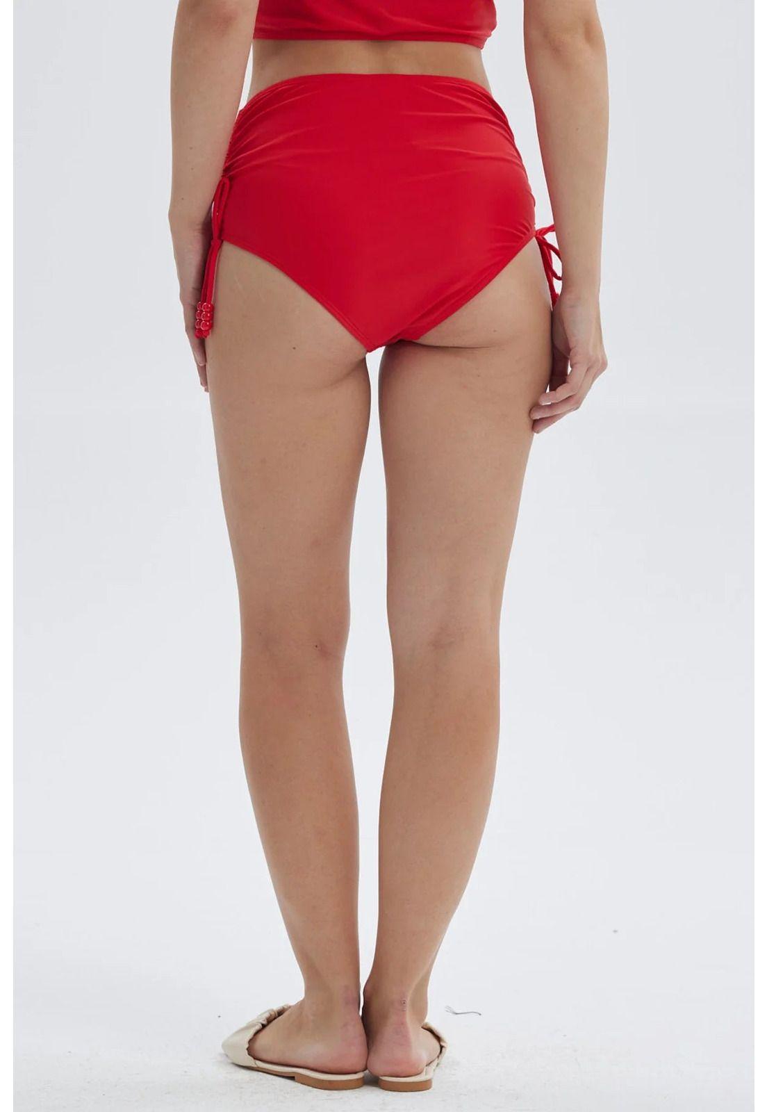 Traje De Baño Mujer Calzón Tiro Alto Rojo-2