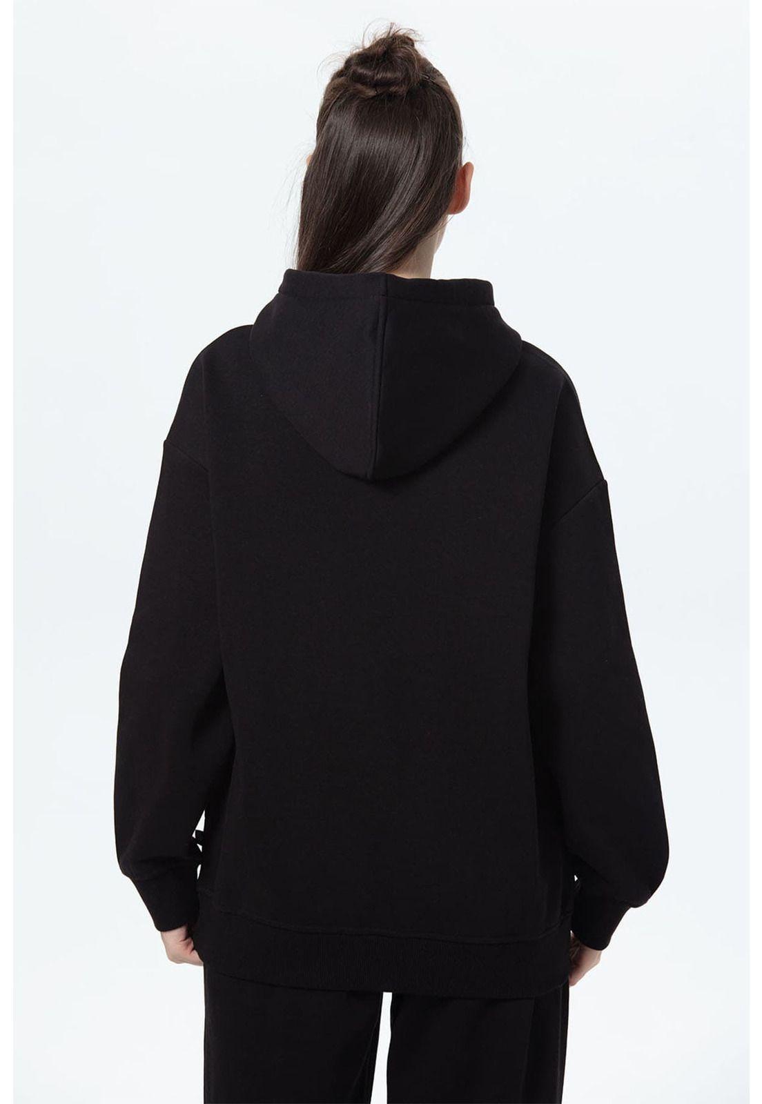 Polerón Mujer Oversize Print Negro-2