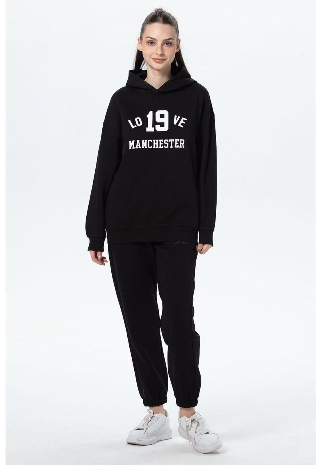 Polerón Mujer Oversize Print Negro-3