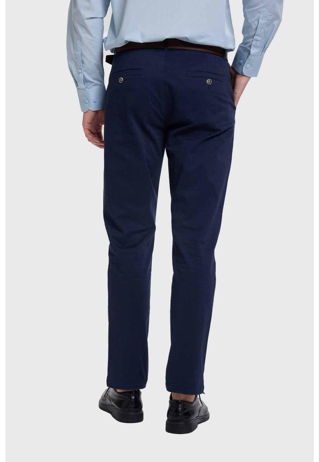 Pantalón Hombre Chino Cinturón Azul-2
