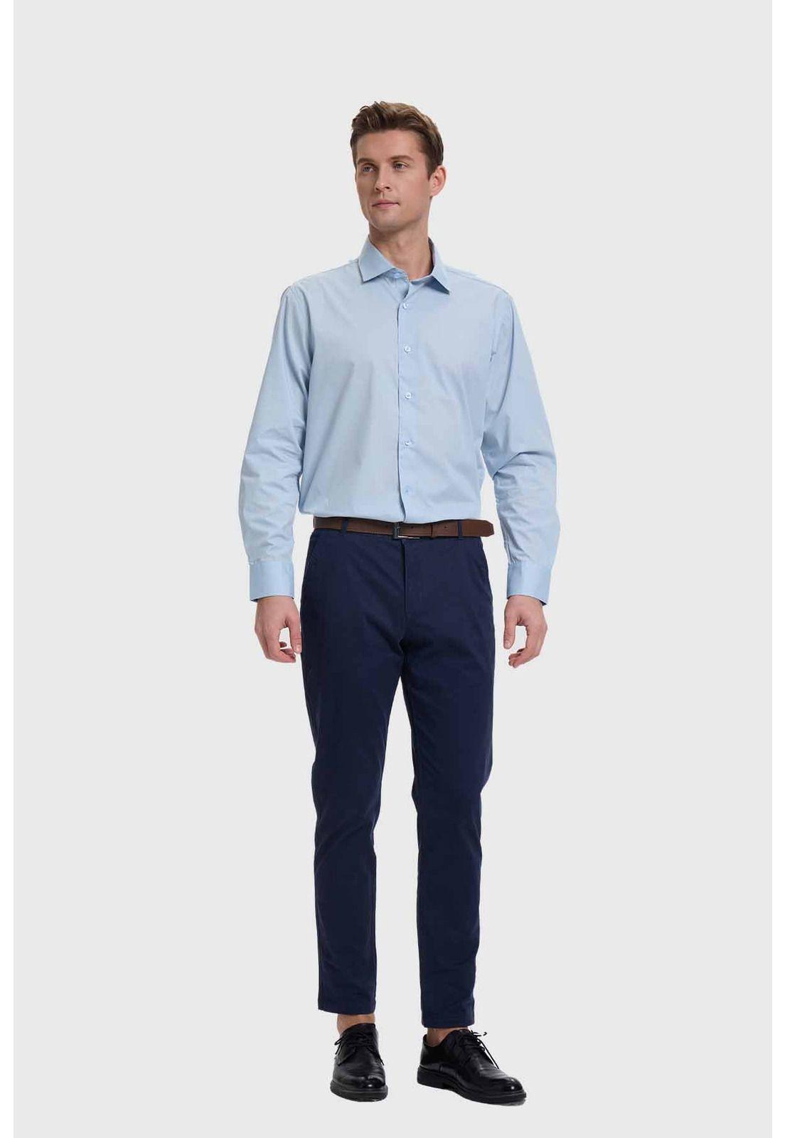 Pantalón Hombre Chino Cinturón Azul-3