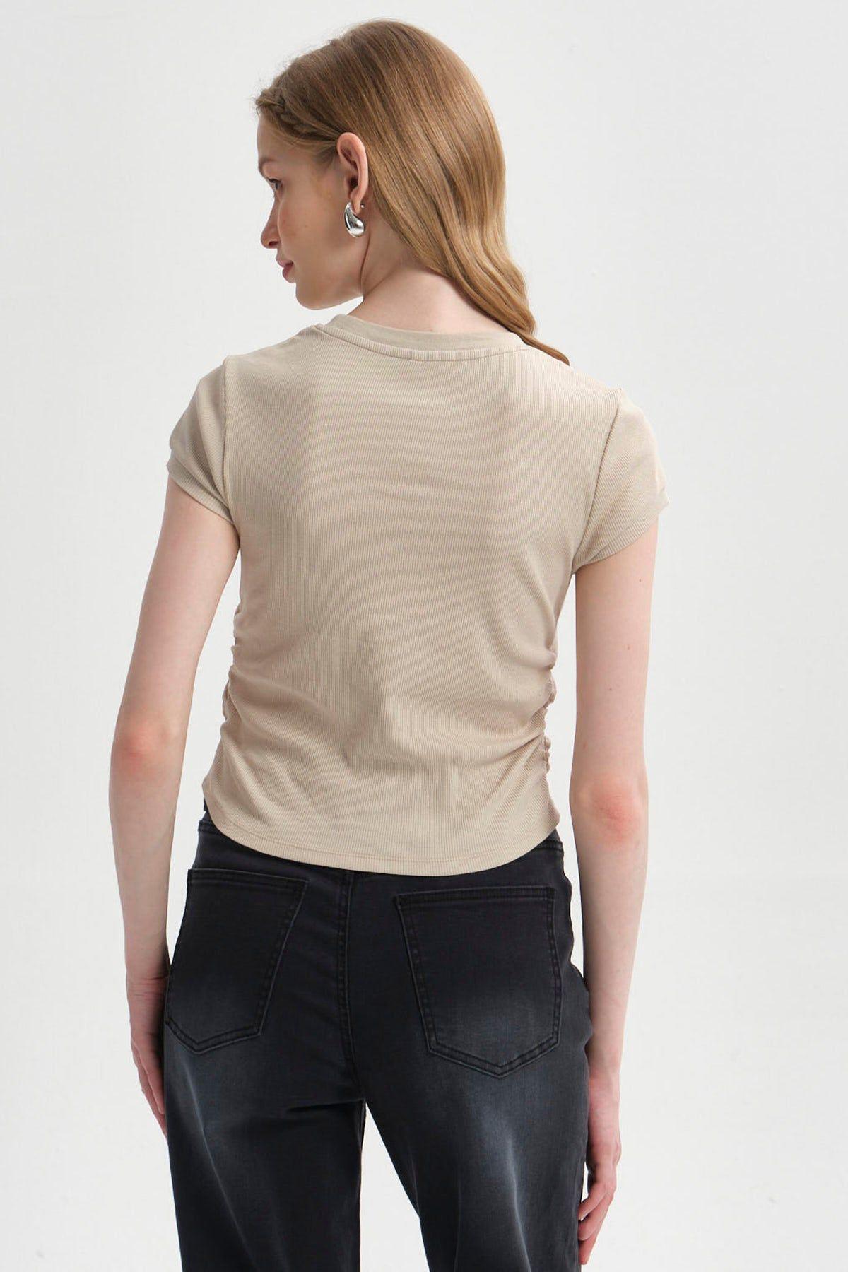 Polera Mujer Cropped Beige-2