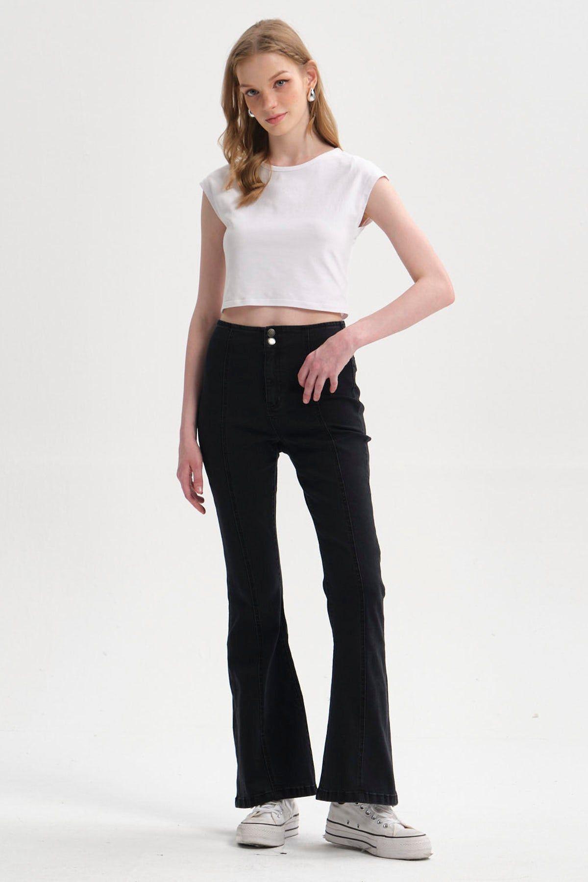 Jeans Mujer Flare Linea Negro II-3