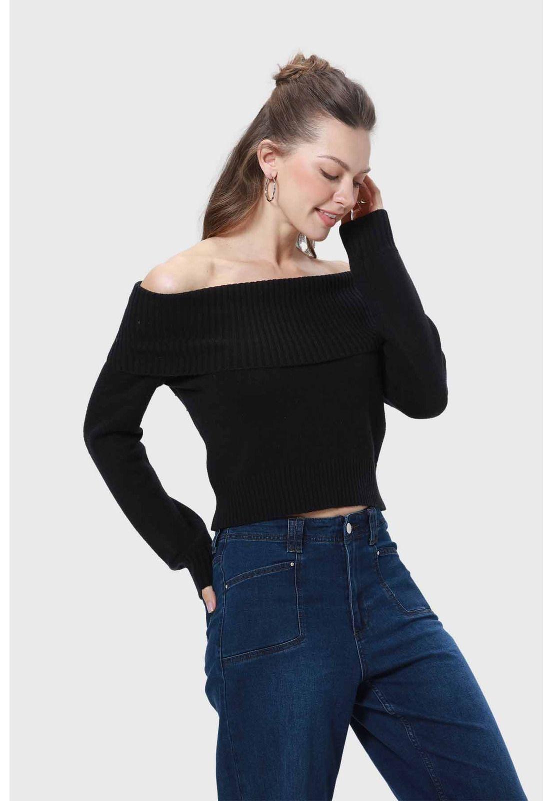 Sweater Mujer Bardot Negro - ll-1