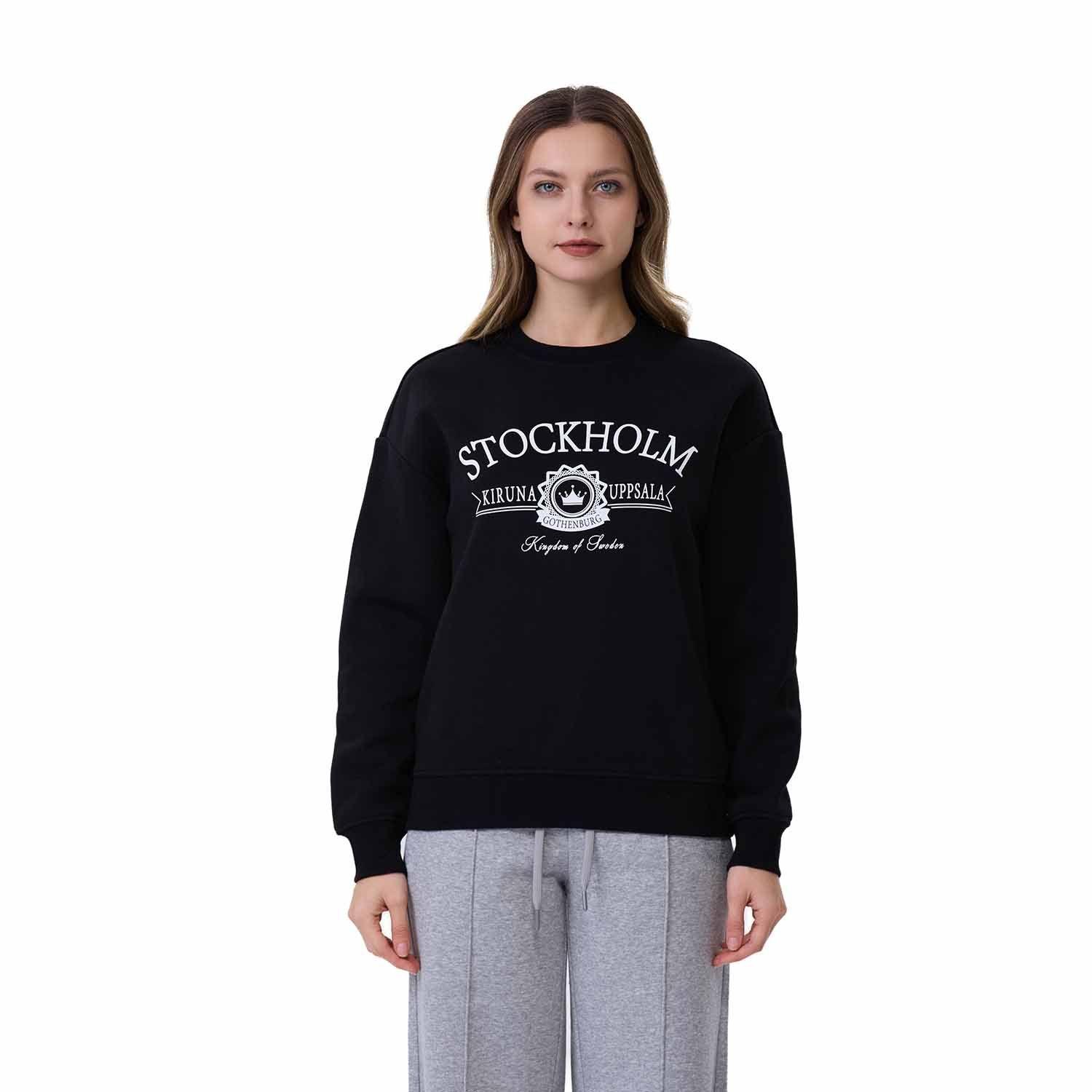 Polerón Mujer Oversize Print Negro-0