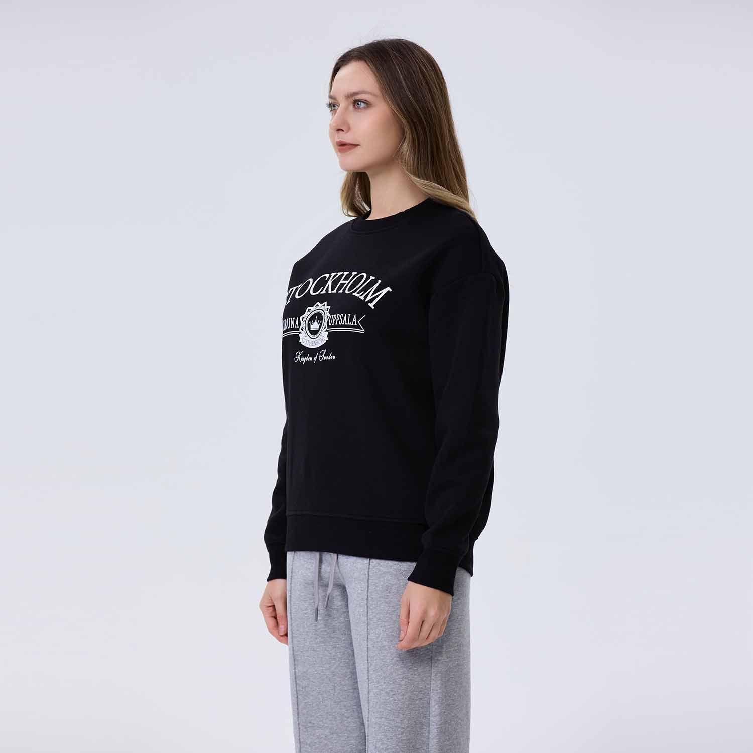 Polerón Mujer Oversize Print Negro-1