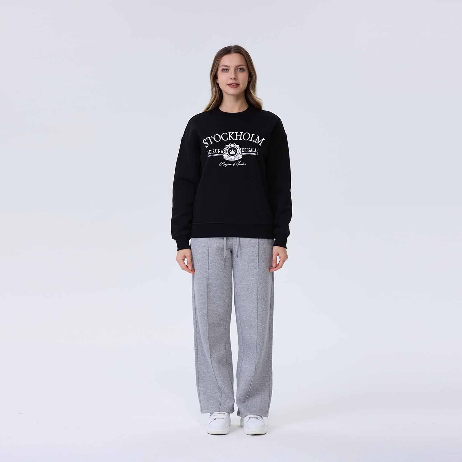 Polerón Mujer Oversize Print Negro-3